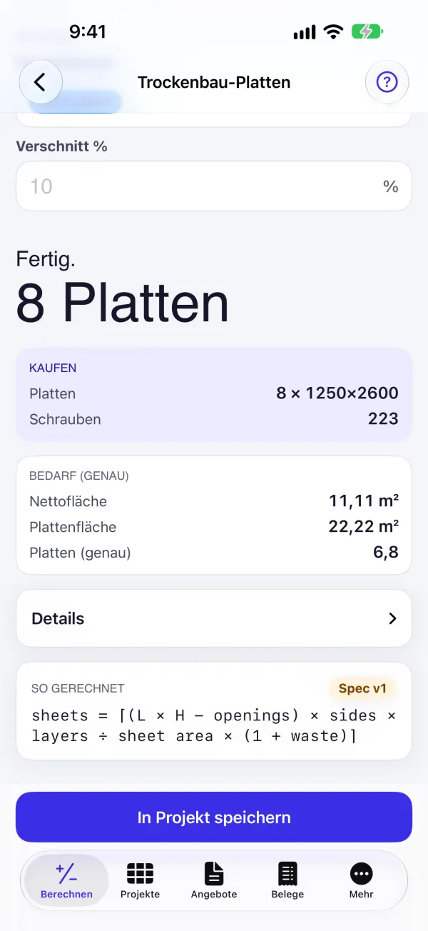 Platten, Schrauben, Spachtel und Band