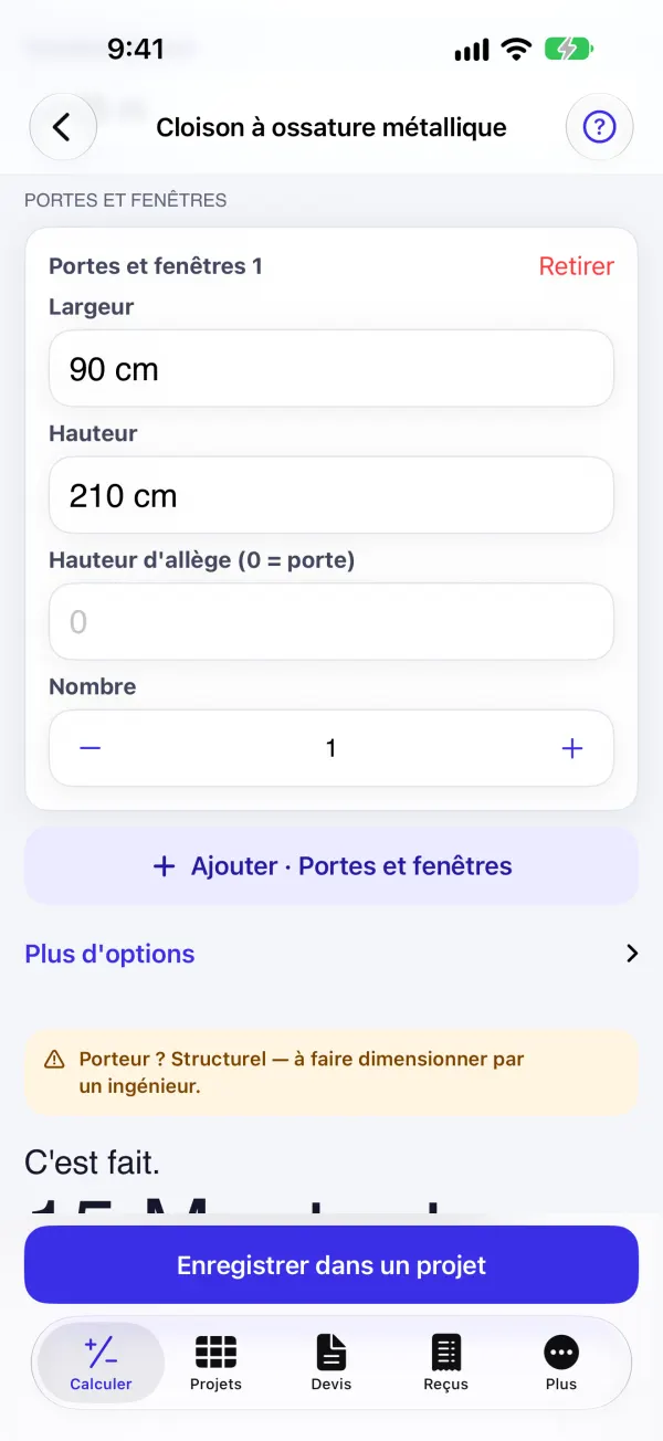 Montants, rails et vis