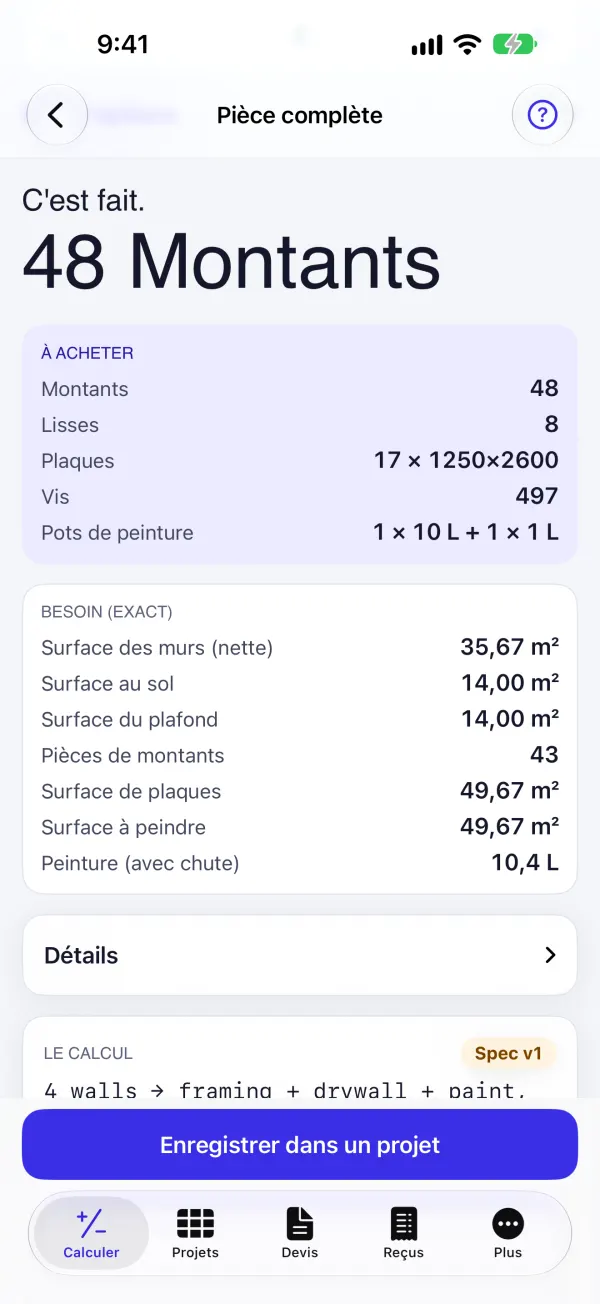 Une pièce entière d’un coup